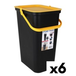Kosz na śmieci do recyklingu Tontarelli Moda 24 L Żółty Czarny (6 Sztuk)