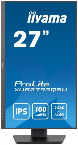 Monitor 27 cali ProLite XUB2793QSU-B6 IPS,QHD,HAS(150mm),100Hz,HDMI,DP,2x2W 2xUSB(3.2),FreeSync