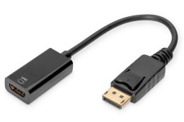 Kabel adapter DisplayPort z zatrzaskiem 1080p 60Hz FHD Typ DP/HDMI A M/Ż 0,2m Czarny