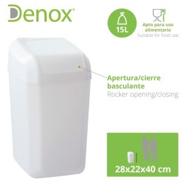 Kosz na Śmieci Denox Biały 15 L (28 x 22 x 40 cm)