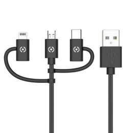 Kabel USB do Micro USB, USB-C i Lightning Celly USB3IN1BK Czarny 1 m