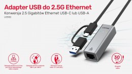 Adapter USB-A/C 3.1 GEN1 RJ45; 2,5 Gbps; U1313C