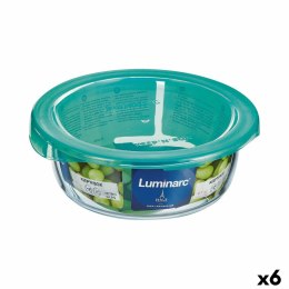 Okrągłe pudełko na lunch z pokrywką Luminarc Keep'n Lagon 13,5 x 6 cm Turkusowy 680 ml Szkło (6 Sztuk)