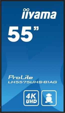 Monitor 54.6 cali ProLite LH5575UHS-B1AG 24/7,IPS,ANDROID.11,4K,500cd/m2,WiFi,3xHDMI,DP,Daisy/Chain,2xUSB,2x10W,RJ45,iiSignage2,