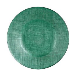 Płaski Talerz Kolor Zielony Szkło 21 x 2 x 21 cm (6 Sztuk)
