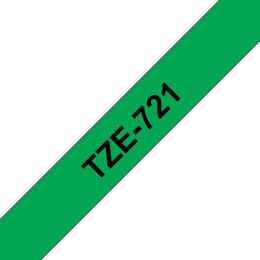 TZE-721 LAMINATED TAPE 9MM 8M/BLACK ON GREEN