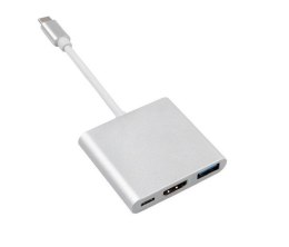 Adapter HUB USB Type-C - HDMI / USB 3.0 / USB-C / PD Maclean, 4K*2K@30Hz , HDCP 2.2, DP ALT, aluminiowa obudowa, MCTV-840