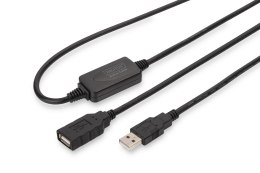 Kabel przedłużający USB 2.0 HighSpeed 10mTyp USB A/USB A M/Ż aktywny, czarny 10m