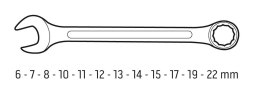 Klucze płasko-oczkowe 6-22 mm, zestaw 12 szt.
