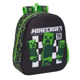 Plecak szkolny 3D Minecraft Czarny Kolor Zielony 27 x 33 x 10 cm