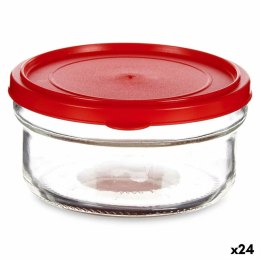 Okrągłe pudełko na lunch z pokrywką Czerwony Plastikowy 415 ml 12 x 6 x 12 cm (24 Sztuk)
