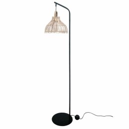 Lampa Stojąca DKD Home Decor Czarny Metal Brązowy Rattan (40 x 40 x 160 cm)