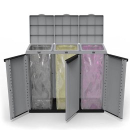 Kosz na śmieci do recyklingu Ecoline Czarny/Szary 3 drzwi (102 x 39 x 88,7 cm)