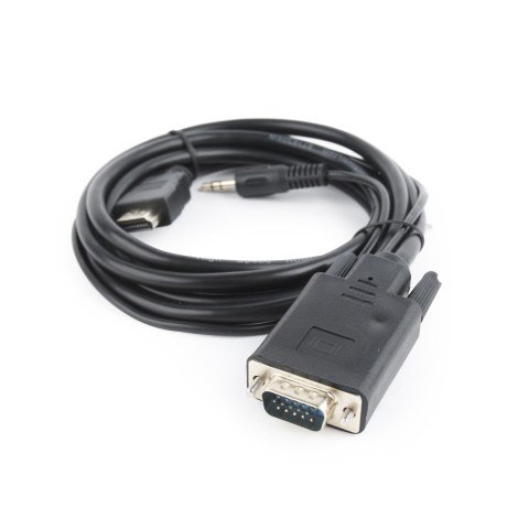 Adapter GEMBIRD A-HDMI-VGA-03-10 (HDMI M - D-Sub (VGA), Jack stereo 3,5 mm M; 3m; kolor czarny) Adapter GEMBIRD A-HDMI-VGA-03-10 (HDMI M - D-Sub (VGA), Jack stereo 3,5 mm M; 3m; kolor czarny)