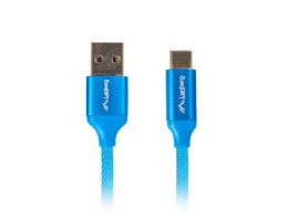 Kabel Lanberg Premium QC 3.0 CA-USBO-22CU-0018-BL (USB 2.0 typu A M - USB typu C M; 1,8m; kolor niebieski)