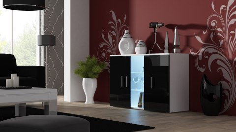 Komoda 120cm SOHO S7 biały/ czarny połysk Komoda 120cm SOHO S7 biały/ czarny połysk