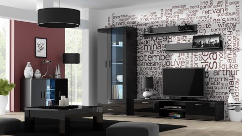 Komoda 120cm SOHO S7 czarny/ czarny połysk Komoda 120cm SOHO S7 czarny/ czarny połysk