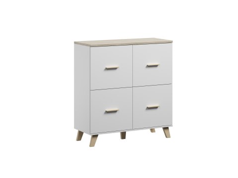 Komoda LOTTA 110 4D biały+ dąb sonoma Komoda LOTTA 110 4D biały+ dąb sonoma
