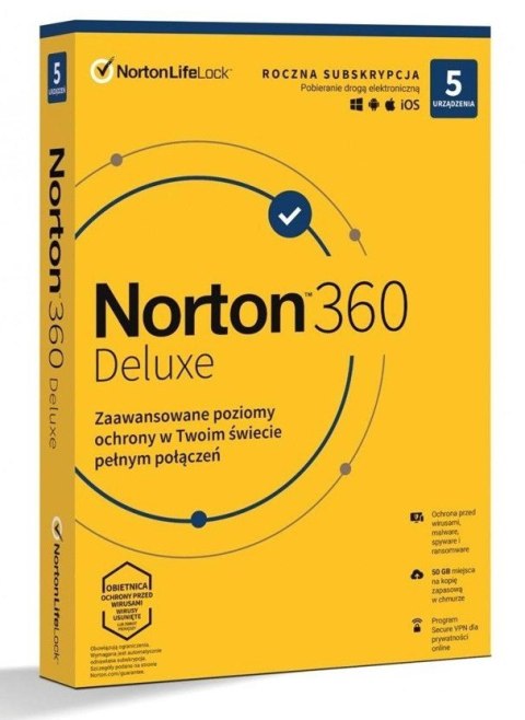 Norton 360 Deluxe 5D/12M BOX (NIE WYMAGA KARTY) Norton 360 Deluxe 5D/12M BOX (NIE WYMAGA KARTY)