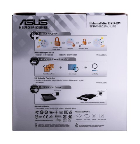 DVD-REC ASUS SDRW-08D2S-U LITE USB SLIM CZARNY BOX DVD-REC ASUS SDRW-08D2S-U LITE USB SLIM CZARNY BOX