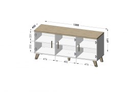 Komoda LOTTA 150 3D biały+ dąb sonoma