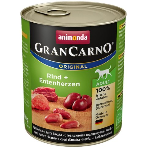 ANIMONDA Grancarno Adult wołowina i kacze serca - mokra karma dla psa - 800g ANIMONDA Grancarno Adult wołowina i kacze serca - mokra karma dla psa - 800g