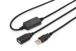 Kabel przedłużający USB 2.0 HighSpeed Typ USB A/USB A M/Ż aktywny, czarny 10m