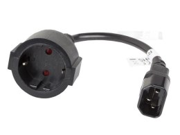 Przedłużacz kabla zasilającego IEC 320 C14 - Schuko 20cm czarny