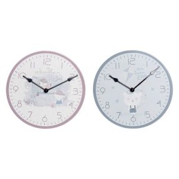 Zegar Ścienny DKD Home Decor Niebieski Wielokolorowy Różowy Drewno Metal Plastikowy Drewno MDF Dziecięcy Ptak 24 x 3 x 24 cm (2