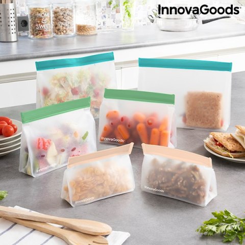 Zestaw Hermetycznych Torebek Wielokrotnego Użytku Zags InnovaGoods 6 Sztuk Zestaw Hermetycznych Torebek Wielokrotnego Użytku Zags InnovaGoods 6 Sztuk
