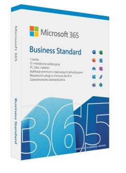 Microsoft 365 Business Standard PL P8 1Y Win/Mac Medialess Box KLQ-00686 Zastępuje P/N: KLQ-00472