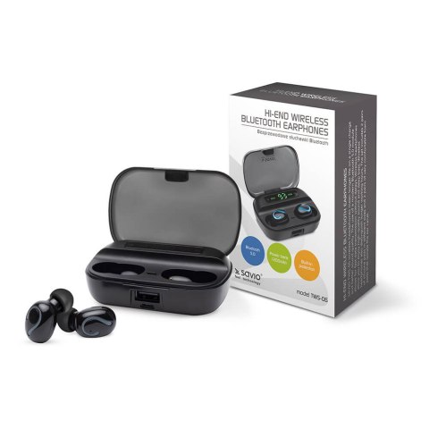 SAVIO BEZPRZEWODOWE SŁUCHAWKI BLUETOOTH 5.0 + EDR TWS-06 SAVIO BEZPRZEWODOWE SŁUCHAWKI BLUETOOTH 5.0 + EDR TWS-06