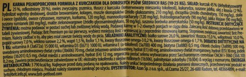 BRIT PREMIUM BY NATURE Adult M - sucha karma z kurczakiem dla psów dorosłych ras średnich - 3 kg BRIT PREMIUM BY NATURE Adult M - sucha karma z kurczakiem dla psów dorosłych ras średnich - 3 kg