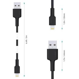 CB-AL05 nylonowy kabel Quick Charge Lightning-USB | 2m | certyfikat MFi Apple