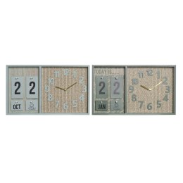 Zegar Ścienny DKD Home Decor Kolor Zielony Drewno polipropylen Plastikowy Drewno MDF Tropikalny 40 x 5 x 24 cm (2 Sztuk)
