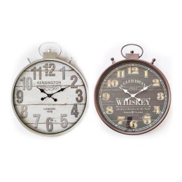 Zegar Ścienny DKD Home Decor 60 x 6 x 75 cm Szkło Srebrzysty Czarny Metal Vintage Drewno MDF (2 Sztuk)