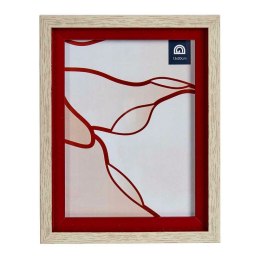 Ramka na Zdjęcia 16515 Czerwony Brązowy 18,8 x 2 x 24 cm Szkło Drewno Plastikowy