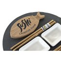 Zestaw do Sushi DKD Home Decor Czarny Naturalny Ceramika Bambus Plastikowy Deska Orientalny 33 x 33 x 5 cm (9 Części)
