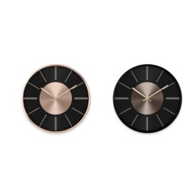 Zegar Ścienny DKD Home Decor Czarny Miedź Srebrzysty Aluminium Plastikowy Nowoczesny 30 x 4 x 30 cm (2 Sztuk)