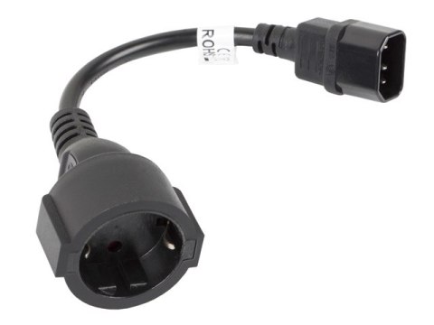 LANBERG PRZEDŁUŻACZ KABLA ZASILAJĄCEGO IEC 320 C14 -> SCHUKO(F), 20CM LANBERG PRZEDŁUŻACZ KABLA ZASILAJĄCEGO IEC 320 C14 -> SCHUKO(F), 20CM