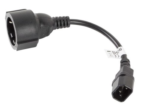 LANBERG PRZEDŁUŻACZ KABLA ZASILAJĄCEGO IEC 320 C14 -> SCHUKO(F), 20CM LANBERG PRZEDŁUŻACZ KABLA ZASILAJĄCEGO IEC 320 C14 -> SCHUKO(F), 20CM