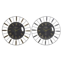 Zegar Ścienny DKD Home Decor Szkło Srebrzysty Czarny Złoty Żelazo 70 x 7 x 70 cm (2 Sztuk)