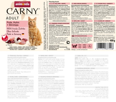 ANIMONDA Carny Adult indyk, kurczak, krewetki - mokra karma dla kota - 400g ANIMONDA Carny Adult indyk, kurczak, krewetki - mokra karma dla kota - 400g