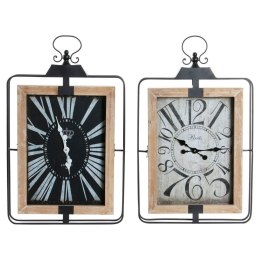 Zegar Ścienny DKD Home Decor RE-180398 46 x 6 x 75 cm Czarny Beżowy Żelazo Drewno MDF (2 Sztuk)