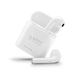 Słuchawki bezprzewodowe SAVIO TWS-01 (douszne; bezprzewodowe, Bluetooth; z wbudowanym mikrofonem; kolor biały