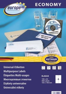 Zestaw etykiet uniwersalne Do nadruku AVERY Zweckform EUROPE100 ELA024 (105mm x 148mm; Papier; kolor biały)