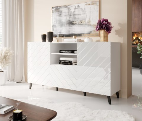 Komoda ABETO 150x42x82 biały/biały połysk Komoda ABETO 150x42x82 biały/biały połysk