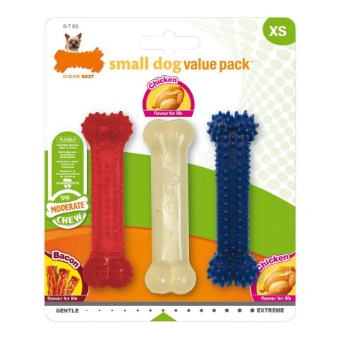 Gryzak dla psa Nylabone Value Pack Bacon Rozmiar S kurczak Tworzywo termoplastyczne (3 pcs)