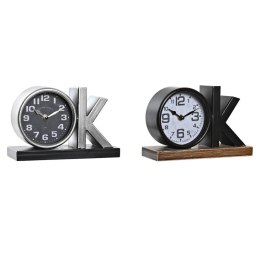 Stolné hodiny DKD Home Decor 23 x 8 x 15 cm Srebrzysty Czarny Żelazo (2 Sztuk)