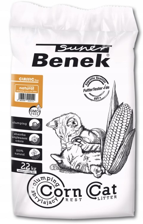 SUPER BENEK Corn Cat Naturalny - żwirek do kuwety - 35 l